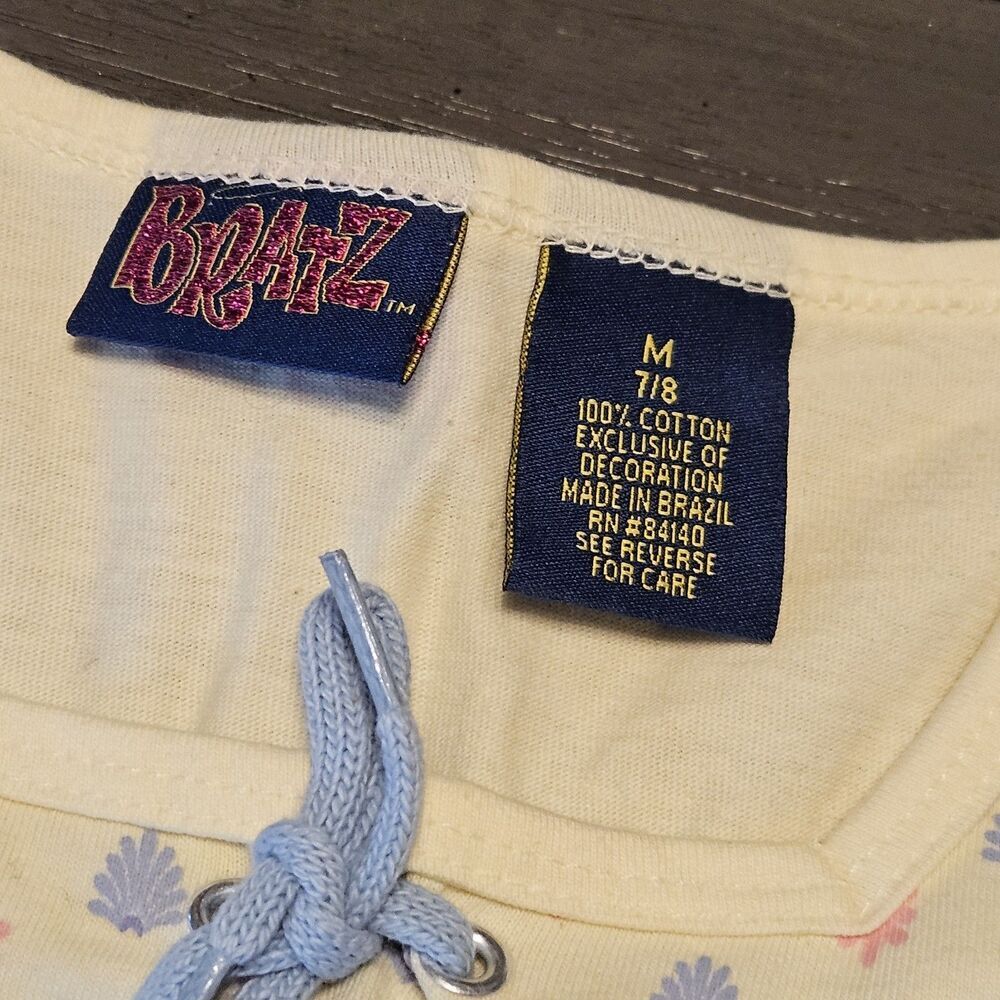 Vintage Bratz Girl's Long Sleeve Shirt  MEDIUM 7 / 8 Babydoll Y2K Laced Henly - Picture 5 of 7